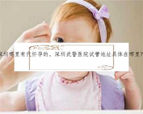深圳哪里有代怀孕的，深圳武警医院试管地址具体在哪里？